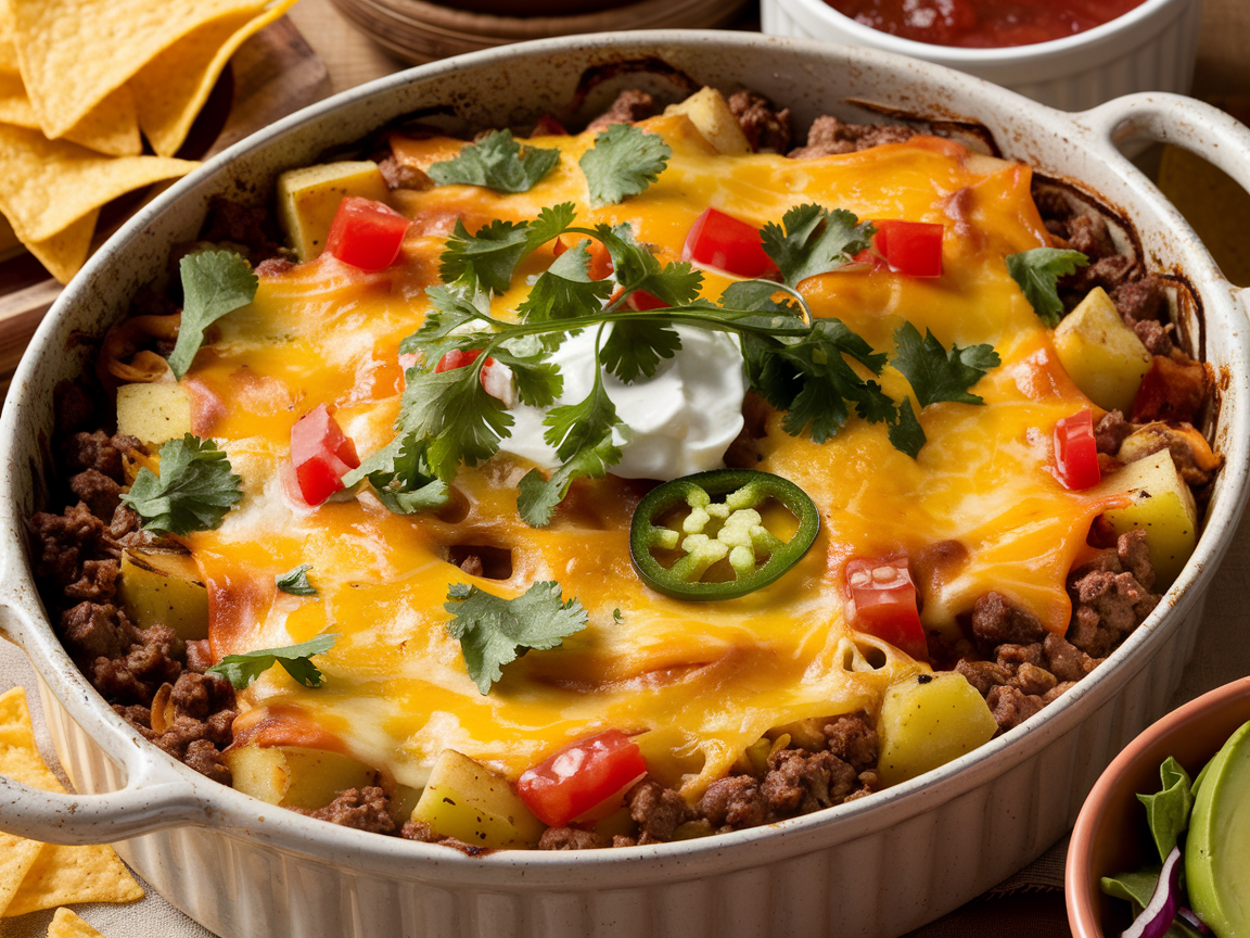 Taco potato casserole with ground beef is a hearty, flavorful Tex-Mex dish, perfect for any occasion. Easy to make and packed with flavor, it’s a crowd-pleaser.